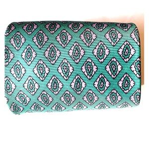 PAUL FREDRICK 100% Silk Teal Geometric Neck Tie